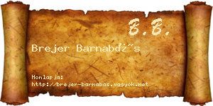 Brejer Barnabás névjegykártya